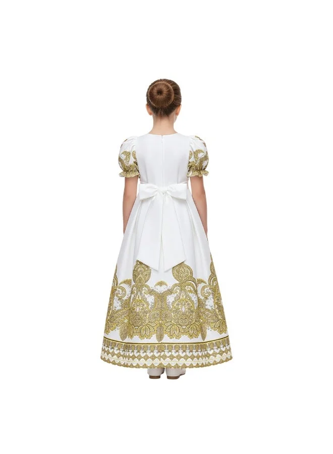 D'Daniela D'Daniela Majestic Gold Abaya Dress - White